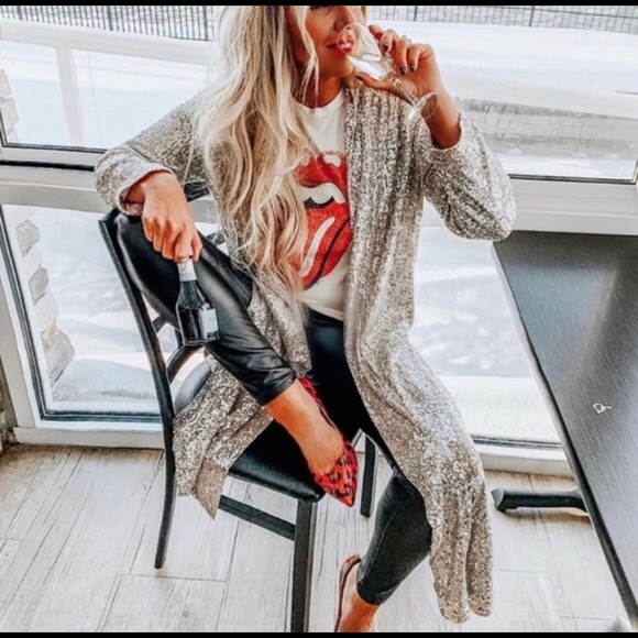 ♥️ SOLD ♥️ NWT Anthropologie Sequin Duster Jacket - S - Picture 3 of 7